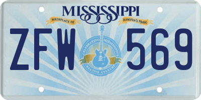 MS license plate ZFW569
