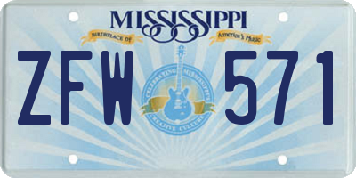 MS license plate ZFW571