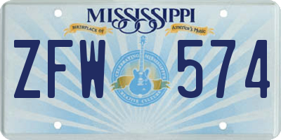 MS license plate ZFW574