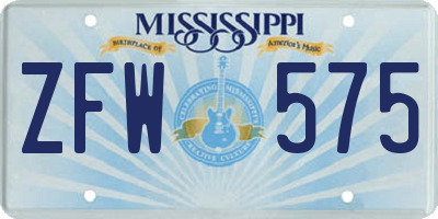 MS license plate ZFW575