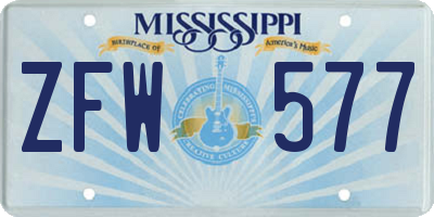MS license plate ZFW577
