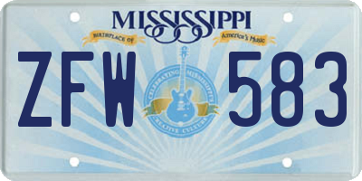 MS license plate ZFW583