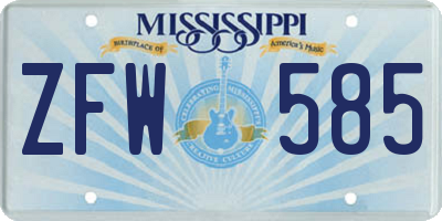 MS license plate ZFW585