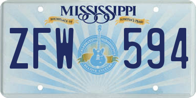 MS license plate ZFW594