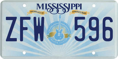 MS license plate ZFW596