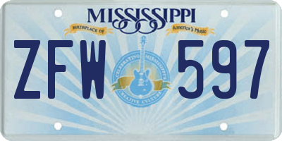 MS license plate ZFW597