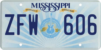 MS license plate ZFW606