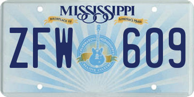 MS license plate ZFW609