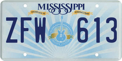 MS license plate ZFW613