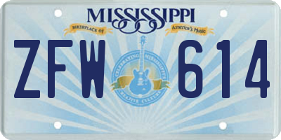 MS license plate ZFW614