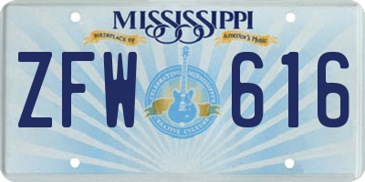 MS license plate ZFW616