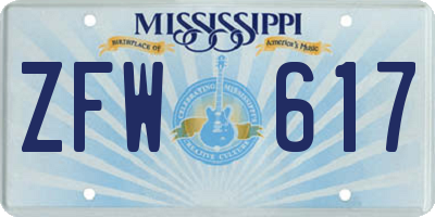 MS license plate ZFW617