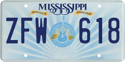MS license plate ZFW618