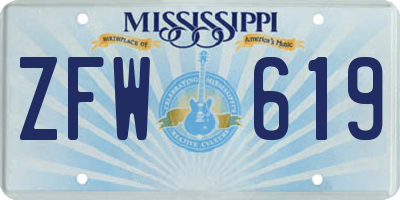 MS license plate ZFW619