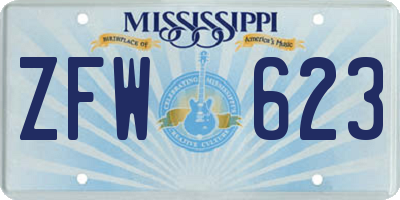 MS license plate ZFW623