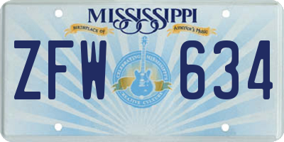 MS license plate ZFW634