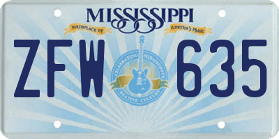 MS license plate ZFW635