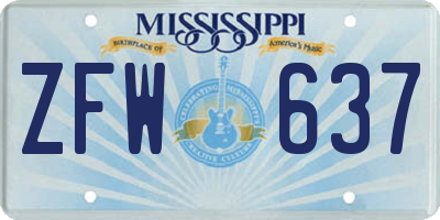 MS license plate ZFW637