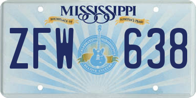 MS license plate ZFW638