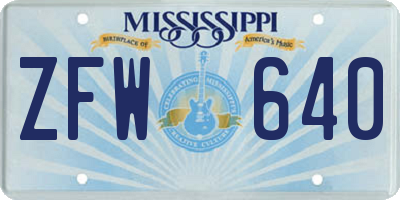MS license plate ZFW640