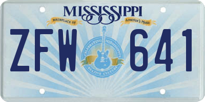 MS license plate ZFW641