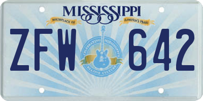 MS license plate ZFW642