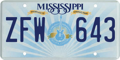 MS license plate ZFW643