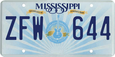 MS license plate ZFW644