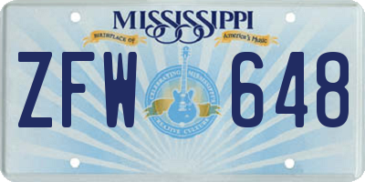 MS license plate ZFW648