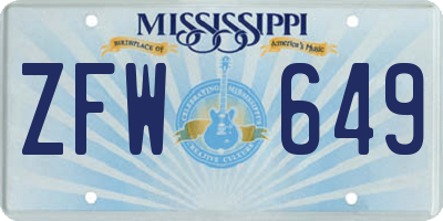 MS license plate ZFW649