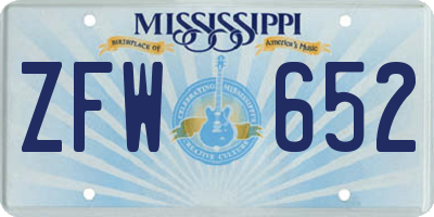 MS license plate ZFW652