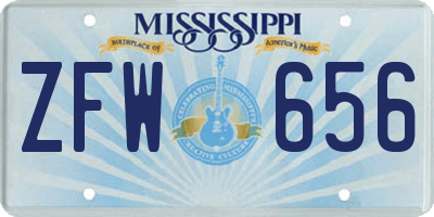MS license plate ZFW656