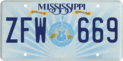 MS license plate ZFW669