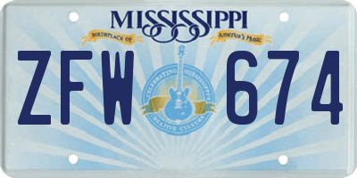 MS license plate ZFW674