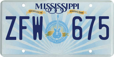 MS license plate ZFW675