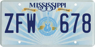 MS license plate ZFW678