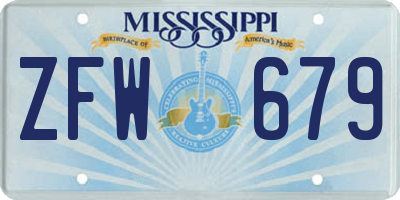 MS license plate ZFW679