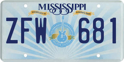 MS license plate ZFW681