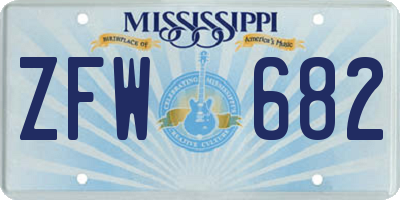 MS license plate ZFW682