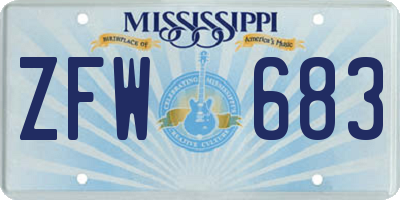 MS license plate ZFW683