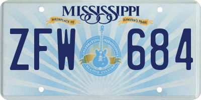 MS license plate ZFW684