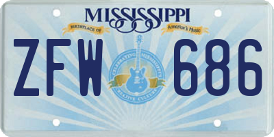 MS license plate ZFW686