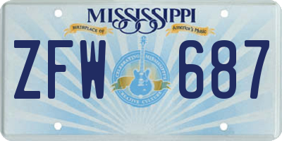 MS license plate ZFW687