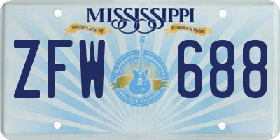 MS license plate ZFW688