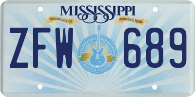 MS license plate ZFW689