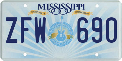 MS license plate ZFW690