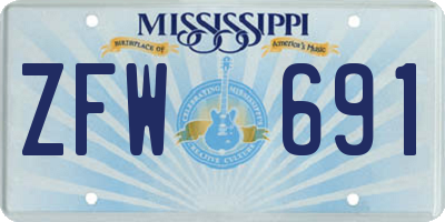 MS license plate ZFW691