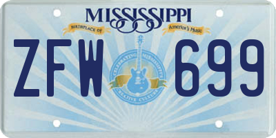 MS license plate ZFW699