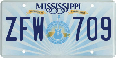 MS license plate ZFW709