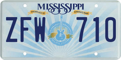 MS license plate ZFW710